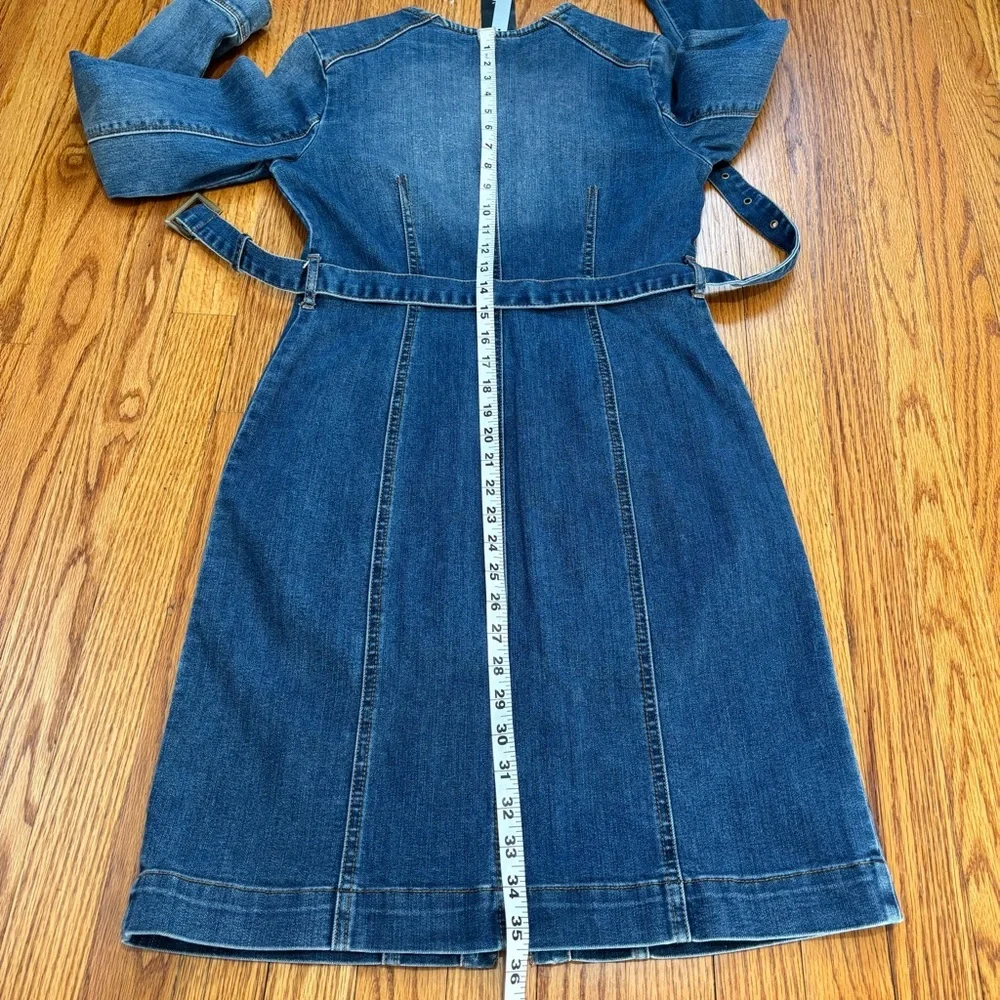BWT INC International Concepts denim blue shirtdress gold zipper trench dress 2 - Picture 15 of 16